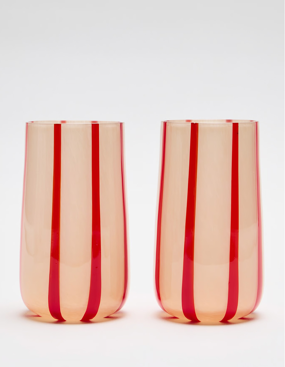 Riera Pink Stripe Tumblers Set of Two